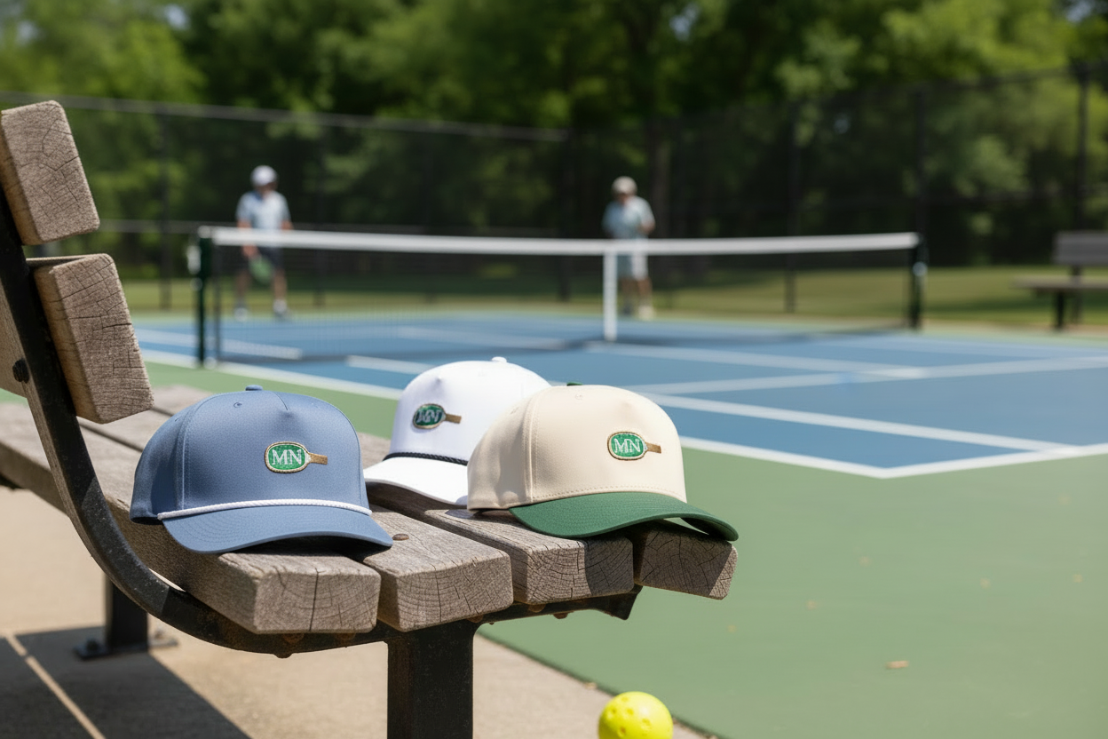 Minnesota hats on bench - updated